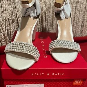 Kelly & Katie White Crystal Embellished Heels